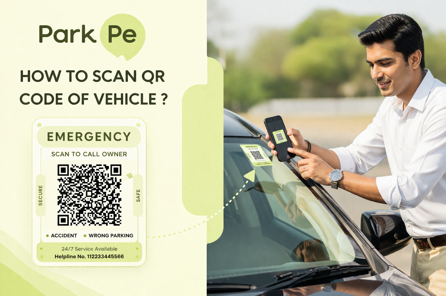 ParkPe vehicle QR sticker scan guide